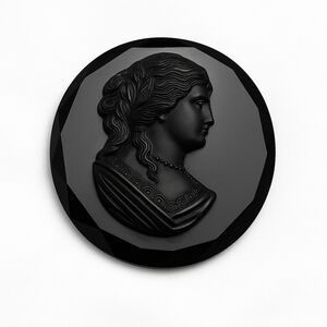 Vintage Black Cameo Brooch – Art Deco Style